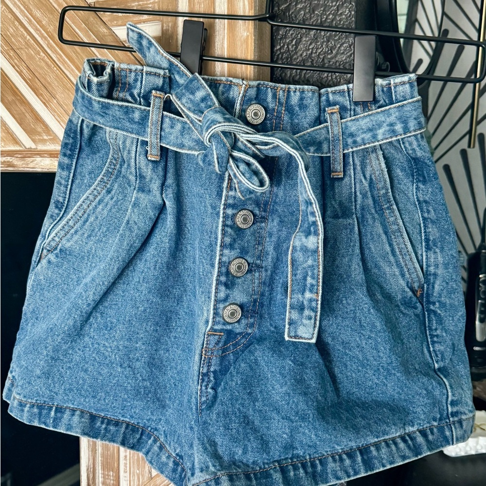 Abercrombie & Fitch Blue Jean Shorts with Belt